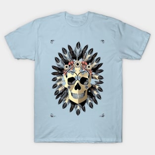 skull with feathers T-Shirt